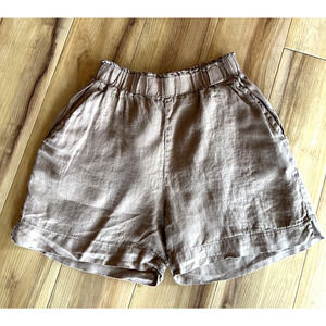 Ipekci Otantik Linen Shorts Elastic Waist Neutral Taupe